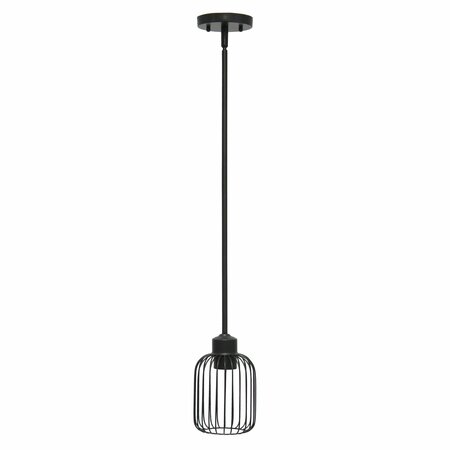 Lalia Home 7in Ironhouse One Light Hanging Metal Caged Mini Pendant Ceiling Light Fixture, Black LHP-3018-BK